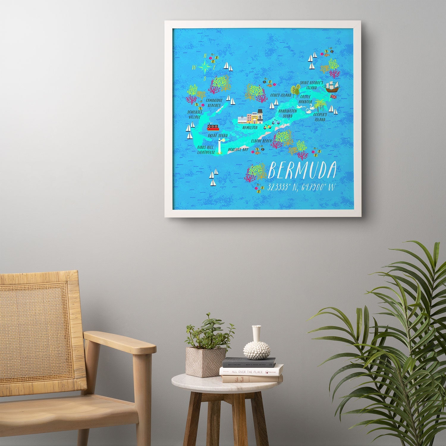 Joy Laforme Bermuda Map Framed Wall Art