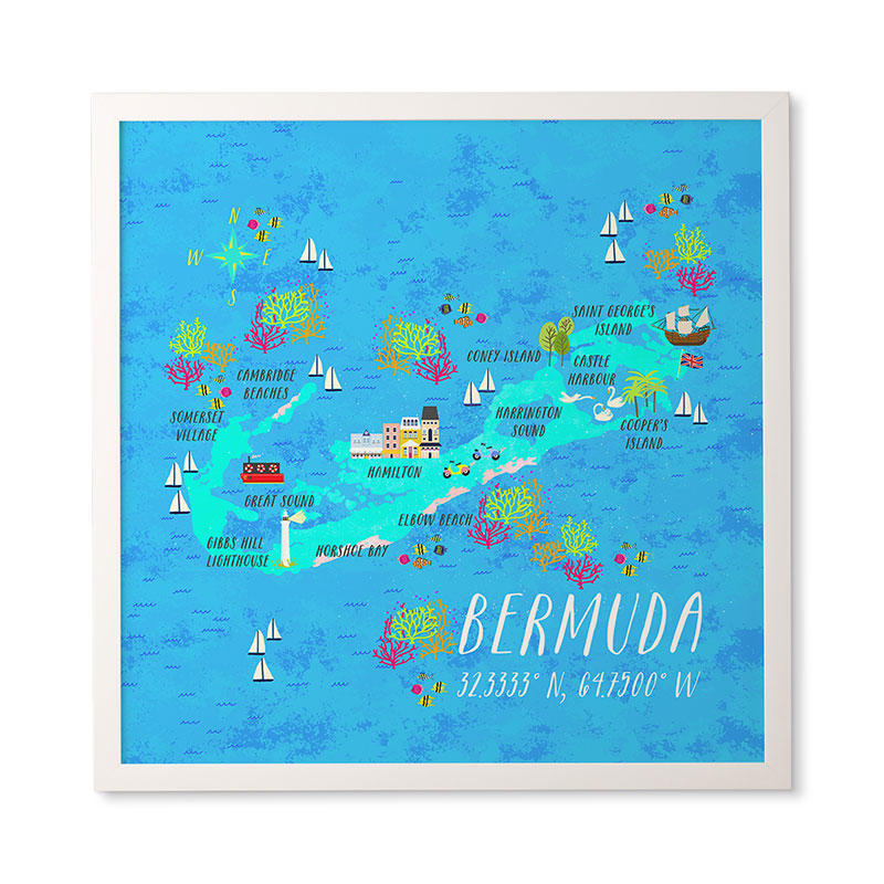 Joy Laforme Bermuda Map Framed Wall Art