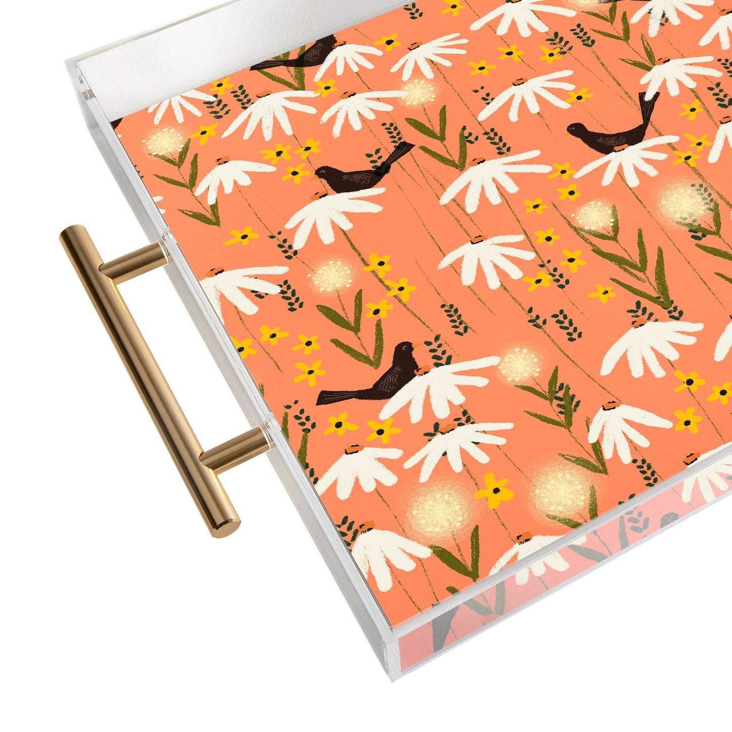 Joy Laforme Blooms of Dandelions and Wild Daisies Acrylic Tray