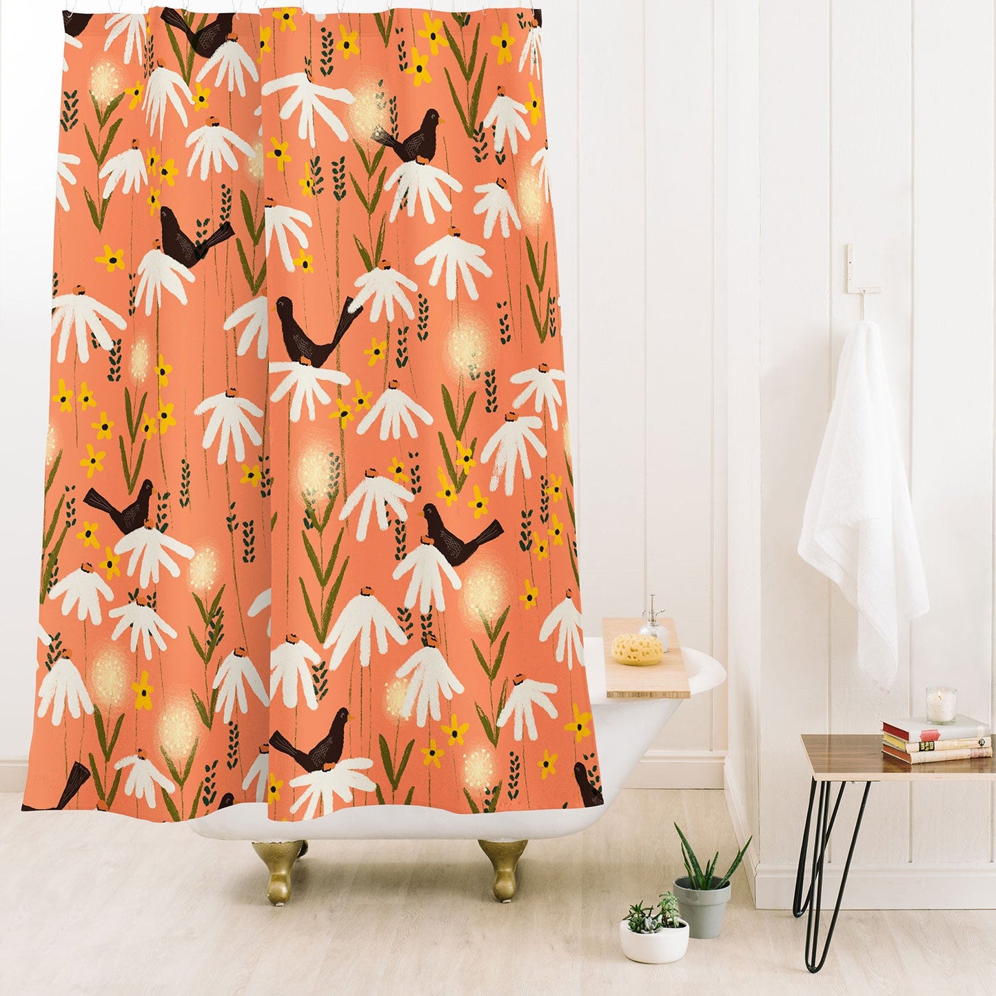 Joy Laforme Blooms of Dandelions and Wild Daisies Shower Curtain