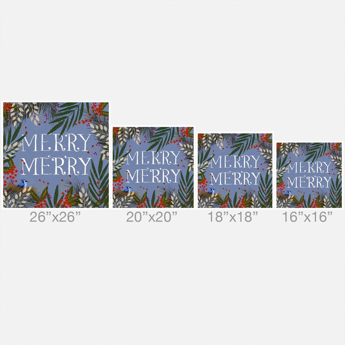 Joy Laforme Christmas Merry Merry Wreath Outdoor Throw Pillow