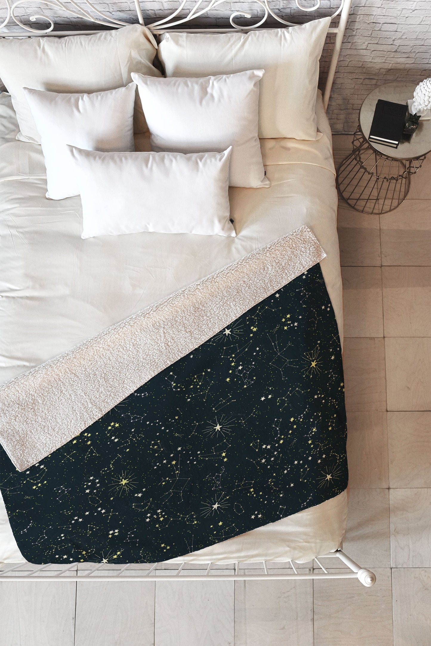 Joy Laforme Constellations In Midnight Blue Fleece Throw Blanket