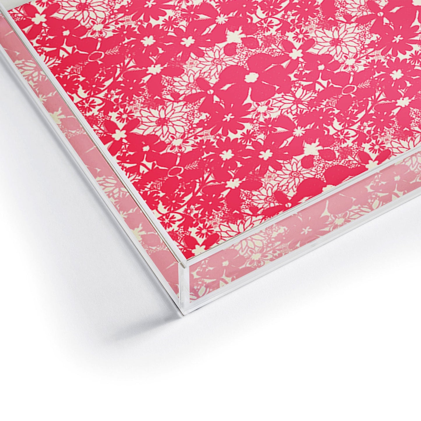 Joy Laforme Floral Rainforest In Coral Pink Acrylic Tray
