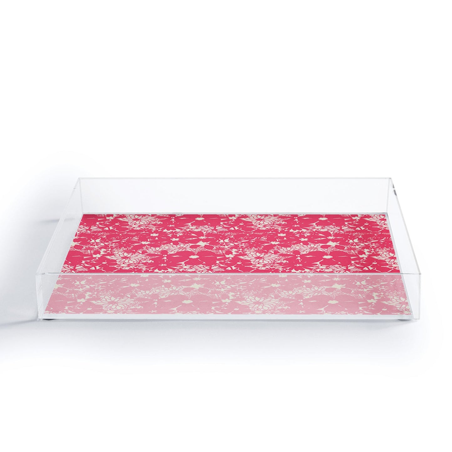 Joy Laforme Floral Rainforest In Coral Pink Acrylic Tray