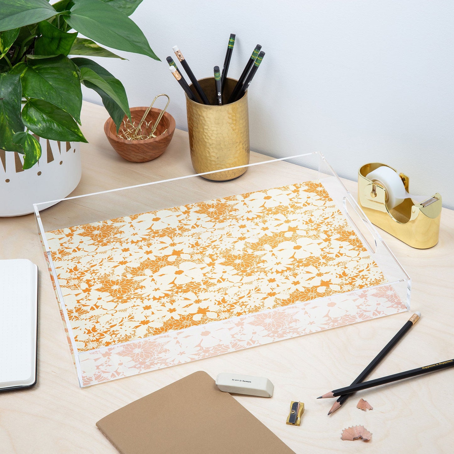 Joy Laforme Floral Rainforest In Yellow Acrylic Tray