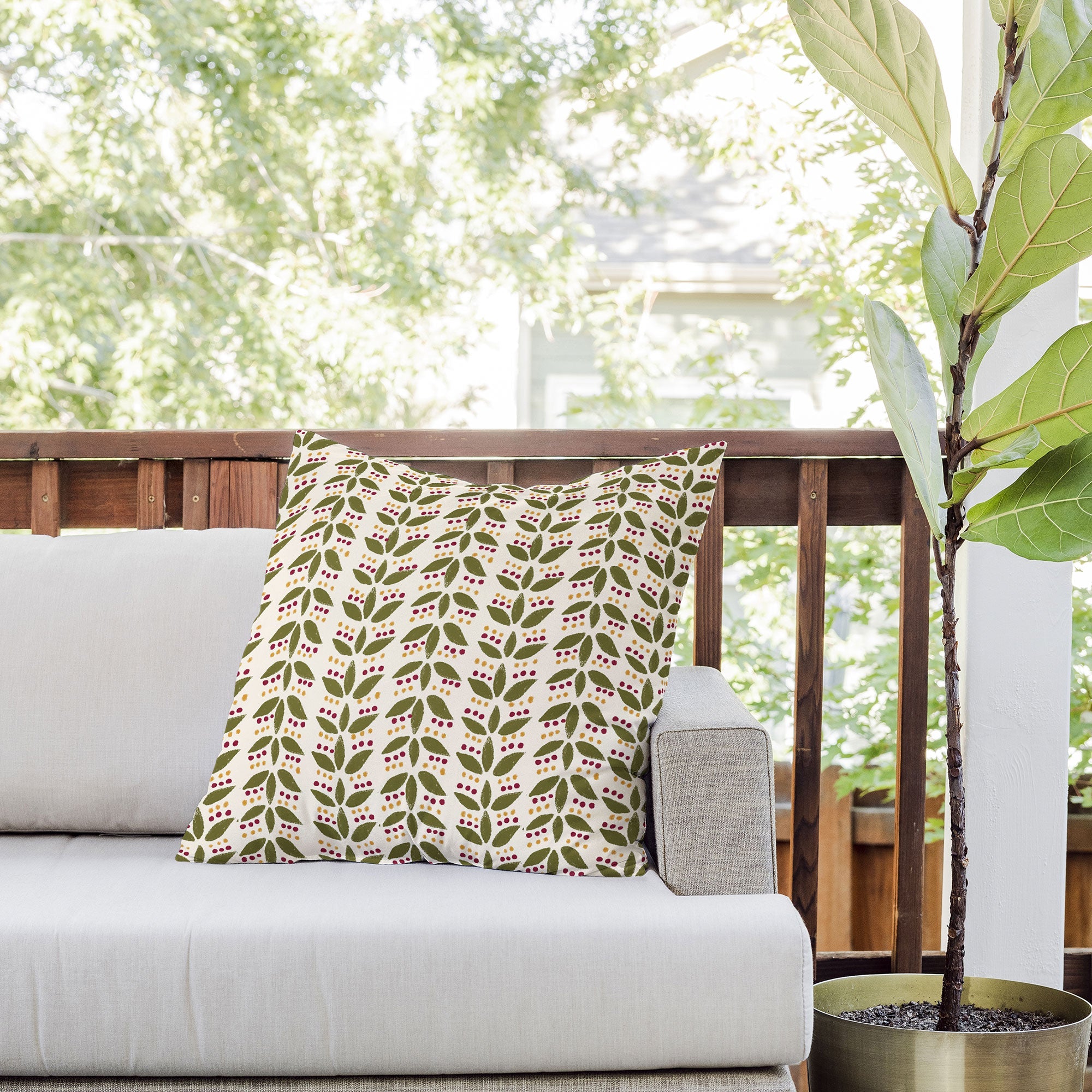 Joy Laforme Folklore Mini Leaves Outdoor Throw Pillow