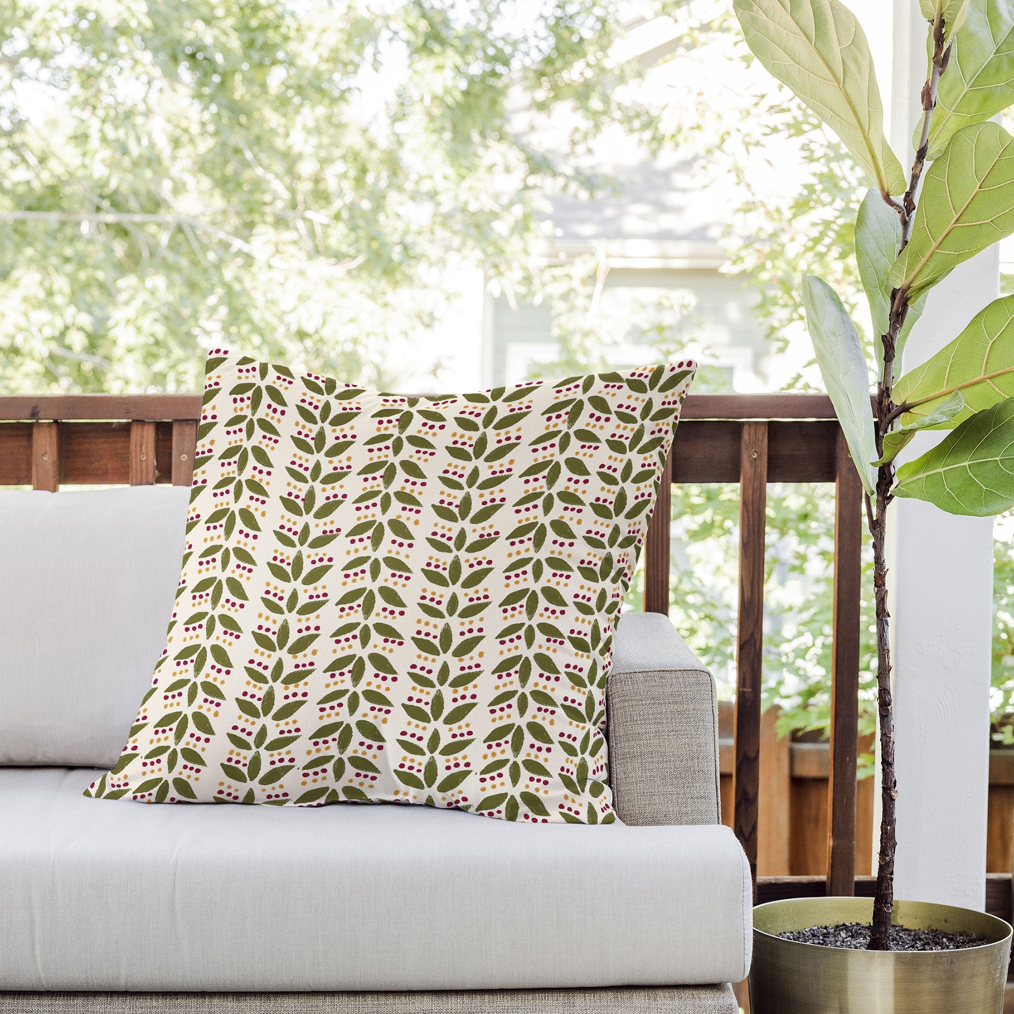 Joy Laforme Folklore Mini Leaves Outdoor Throw Pillow