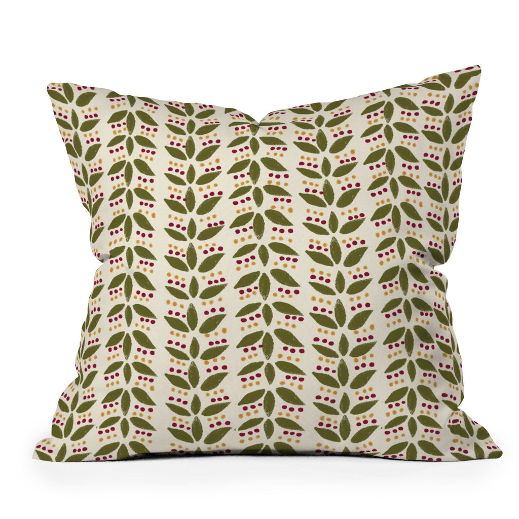 Joy Laforme Folklore Mini Leaves Outdoor Throw Pillow