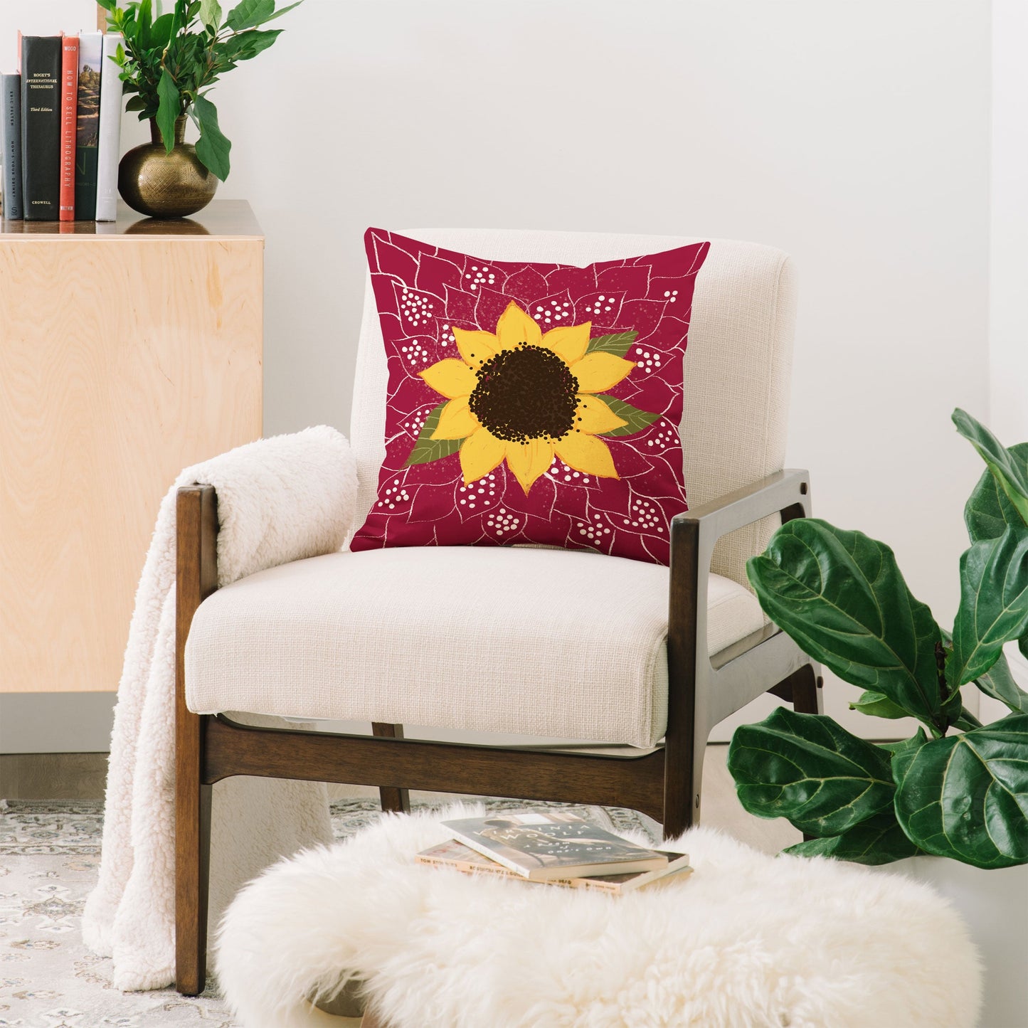 Joy Laforme Folklore Sunflower Throw Pillow