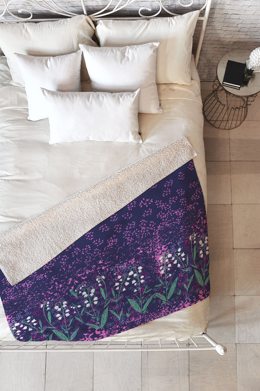 Joy Laforme Lilly Of The Valley In Purple Fleece Throw Blanket