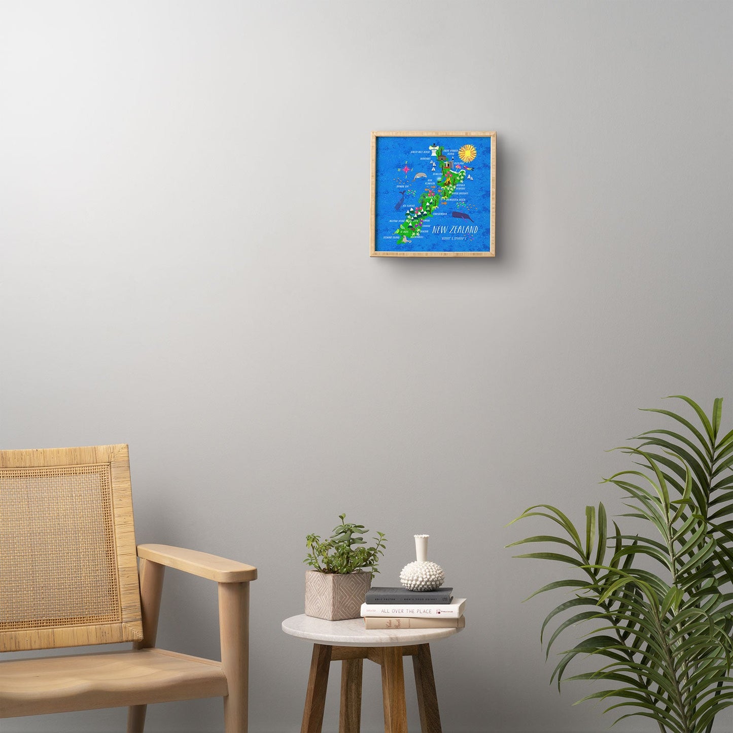 Joy Laforme New Zealand Map Framed Wall Art