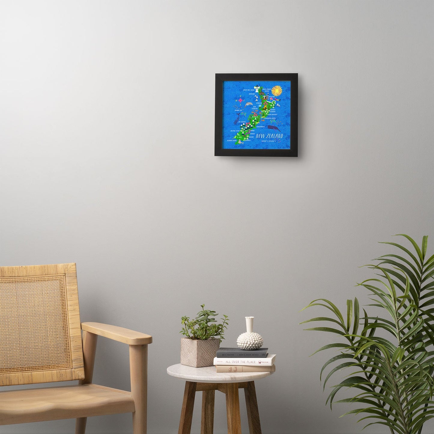 Joy Laforme New Zealand Map Framed Wall Art