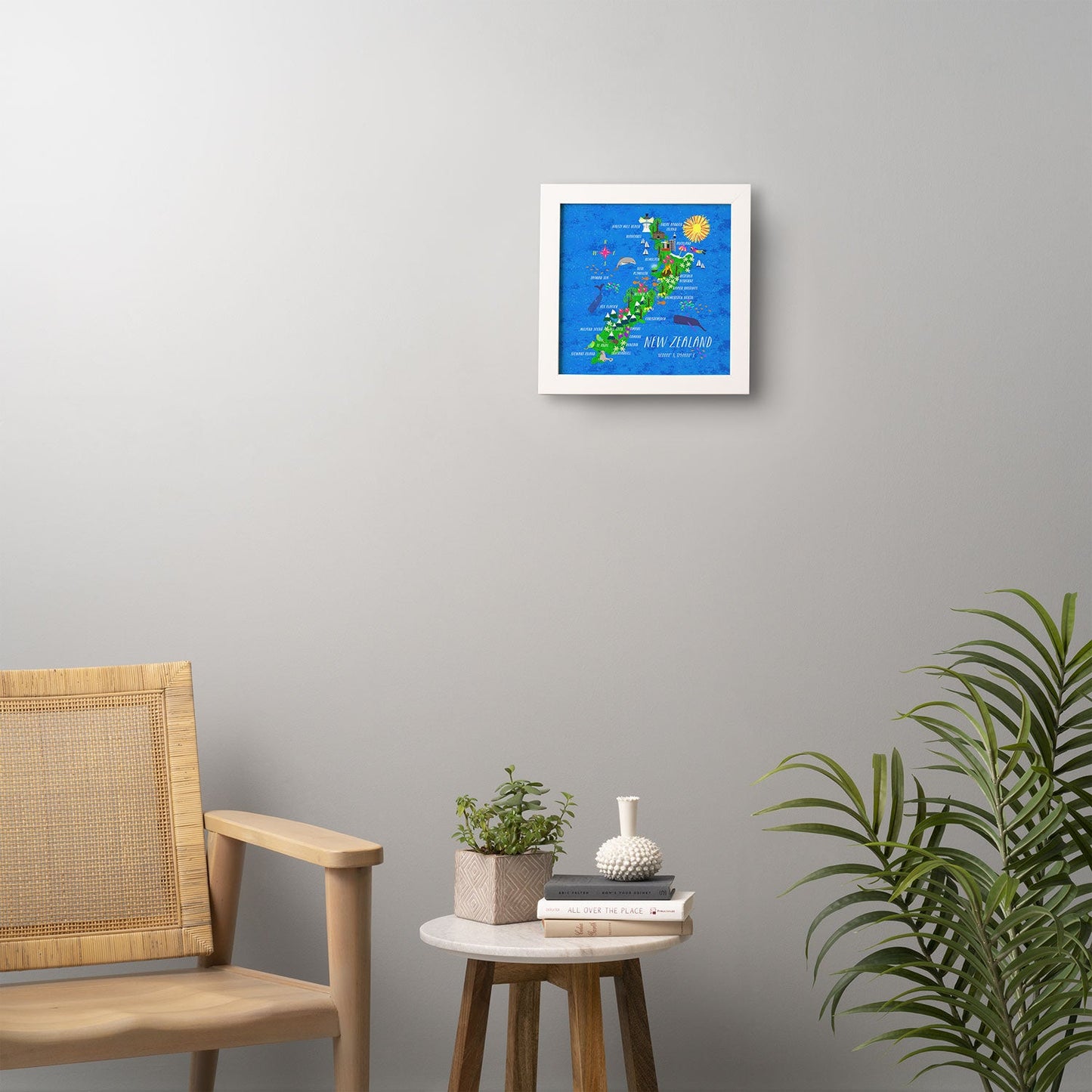 Joy Laforme New Zealand Map Framed Wall Art