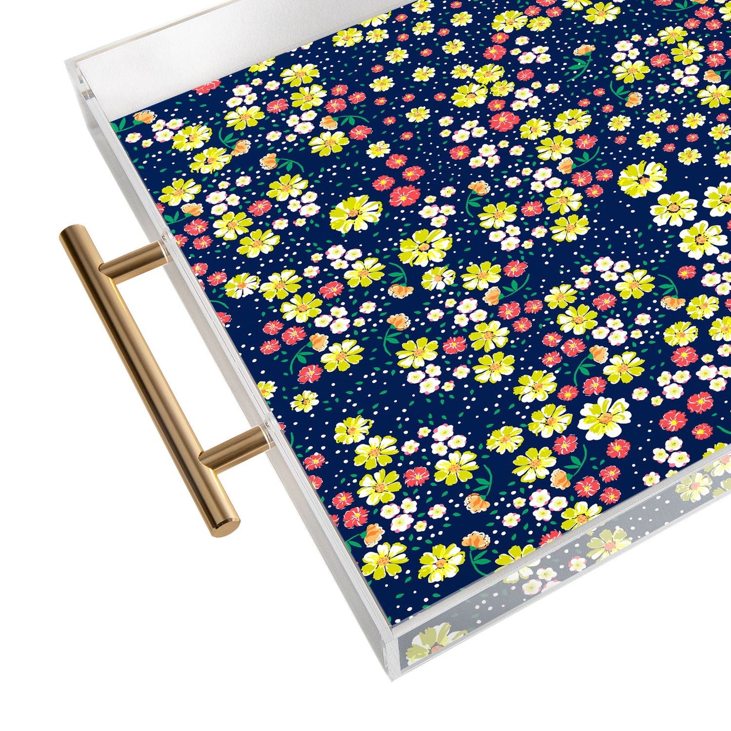 Joy Laforme Wild Floral Ditsy In Navy Acrylic Tray
