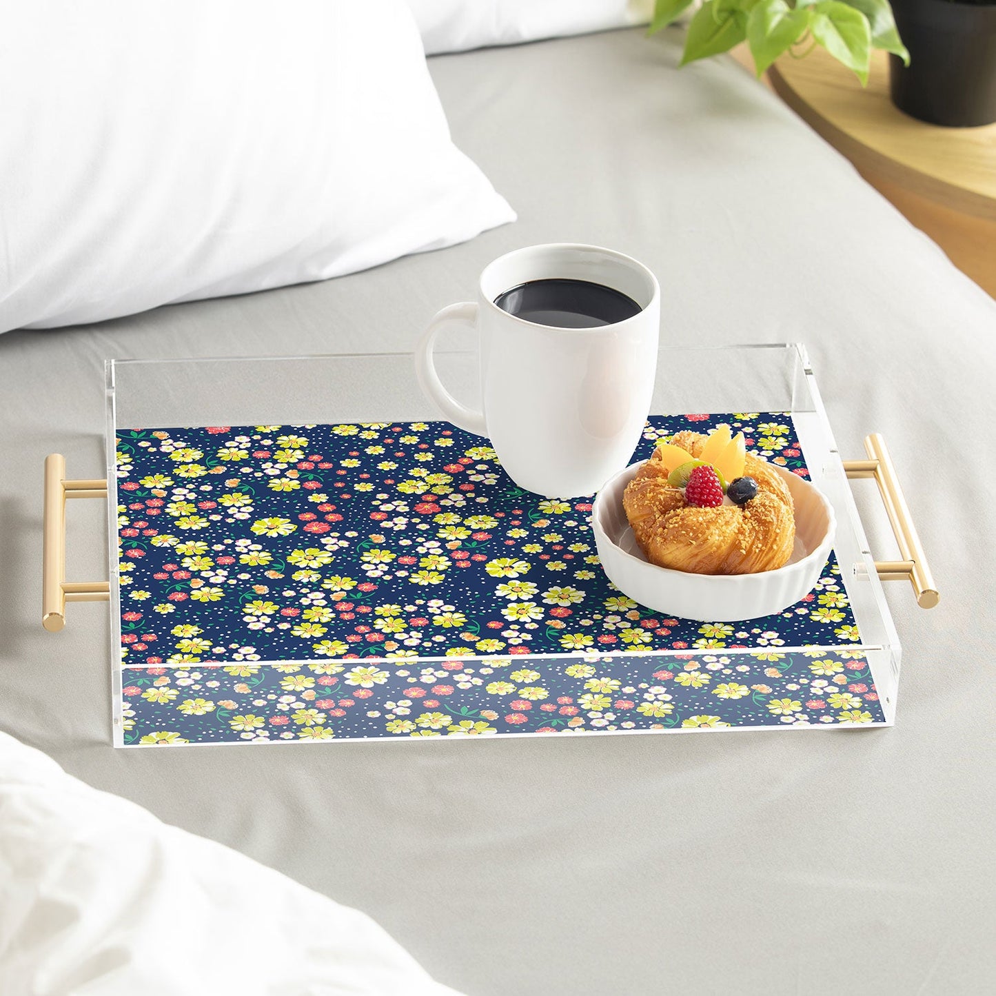 Joy Laforme Wild Floral Ditsy In Navy Acrylic Tray
