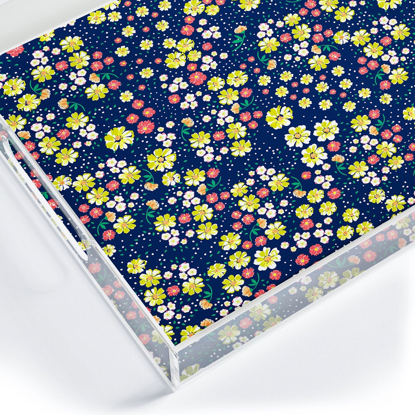 Joy Laforme Wild Floral Ditsy In Navy Acrylic Tray