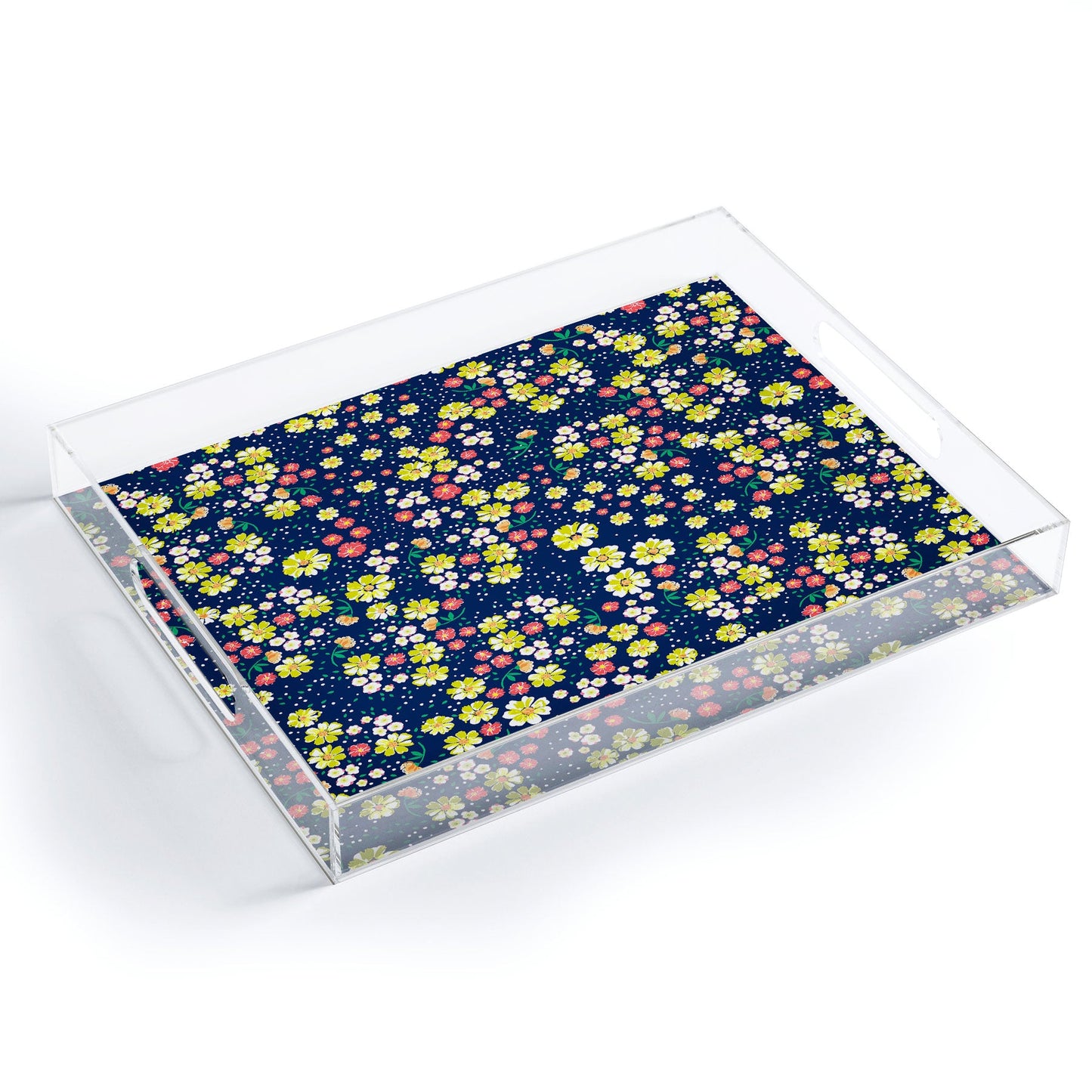 Joy Laforme Wild Floral Ditsy In Navy Acrylic Tray