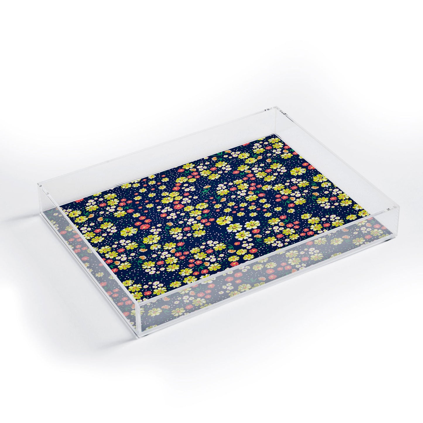 Joy Laforme Wild Floral Ditsy In Navy Acrylic Tray