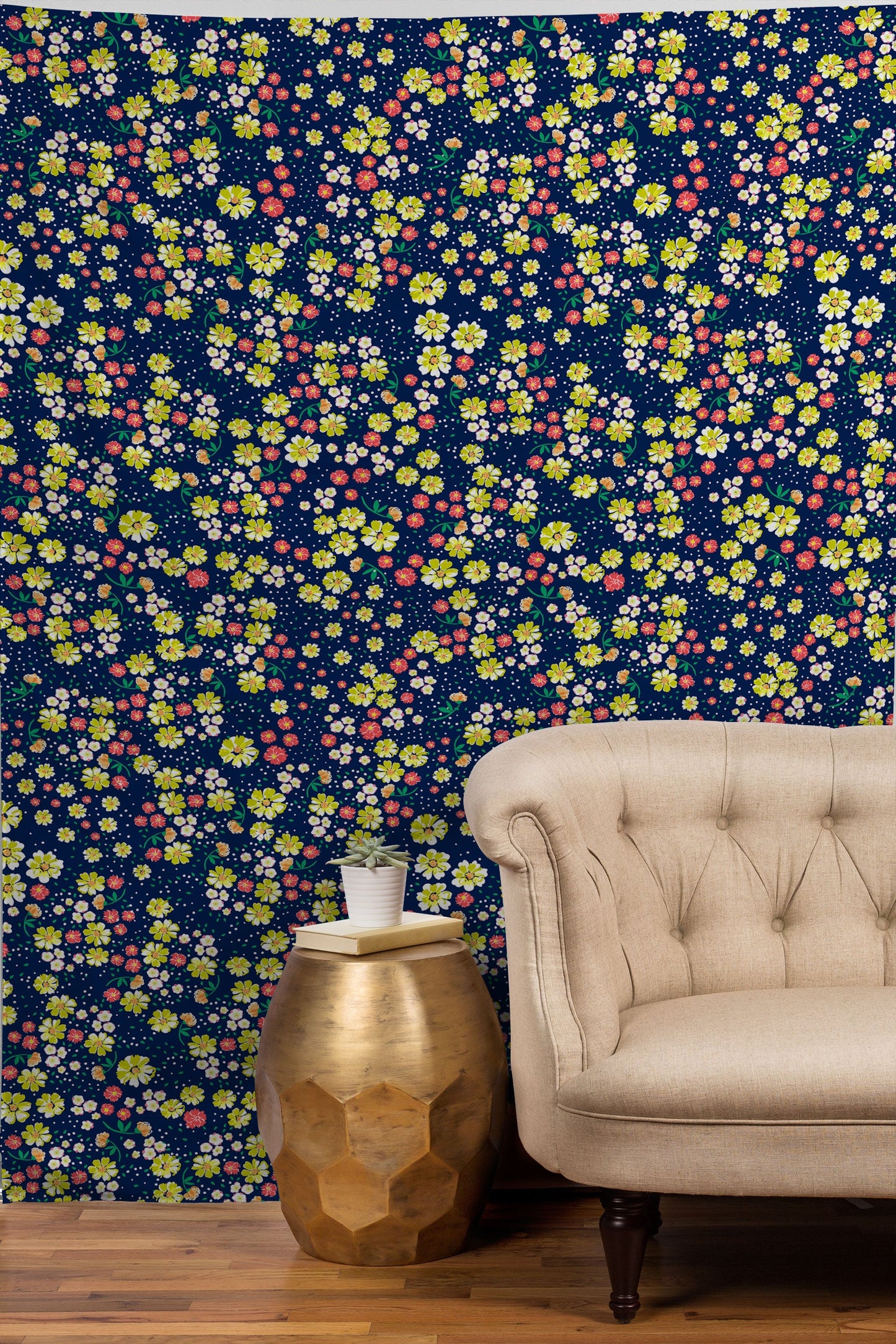 Joy Laforme Wild Floral Ditsy In Navy Tapestry
