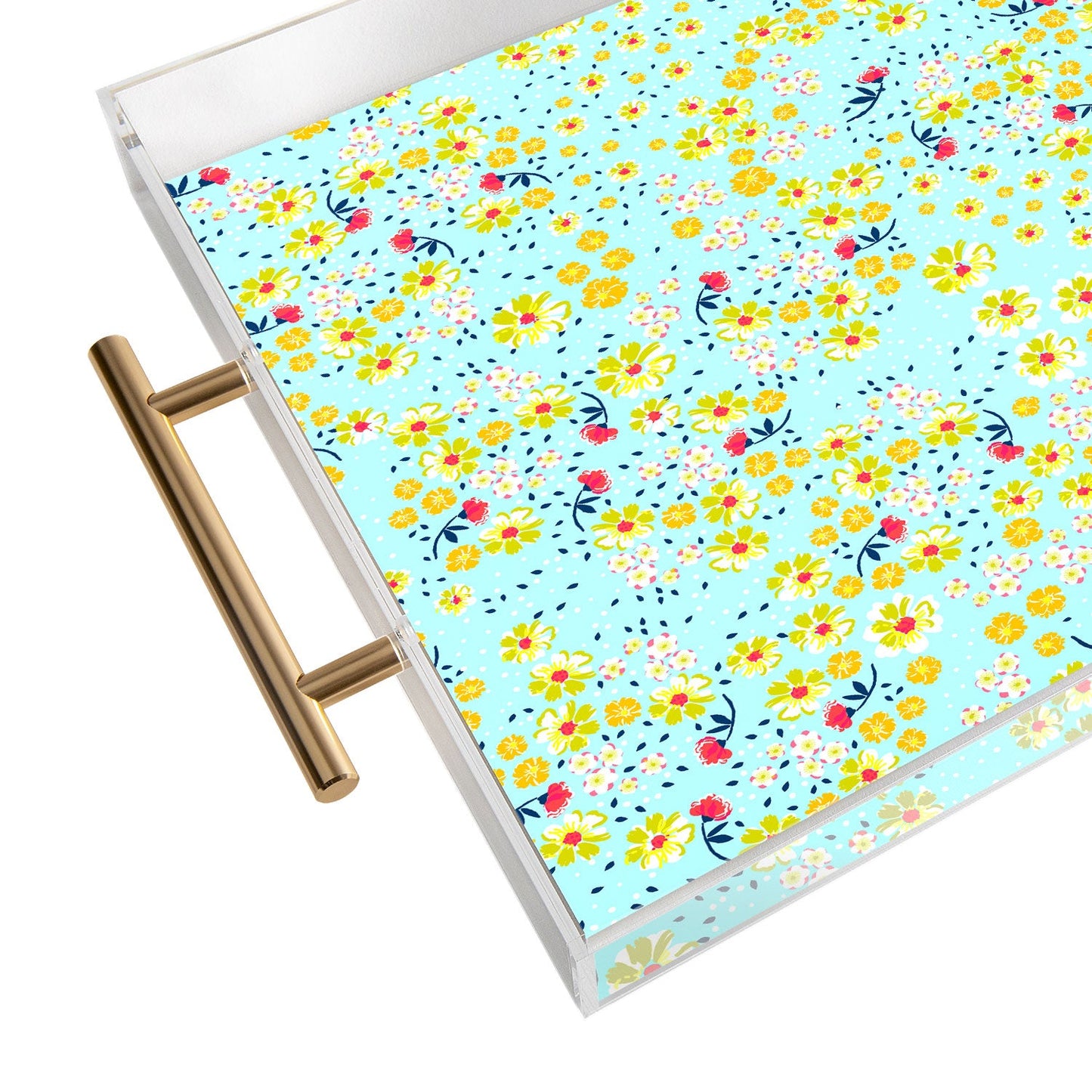 Joy Laforme Wild Floral Ditsy In Pale Blue Acrylic Tray