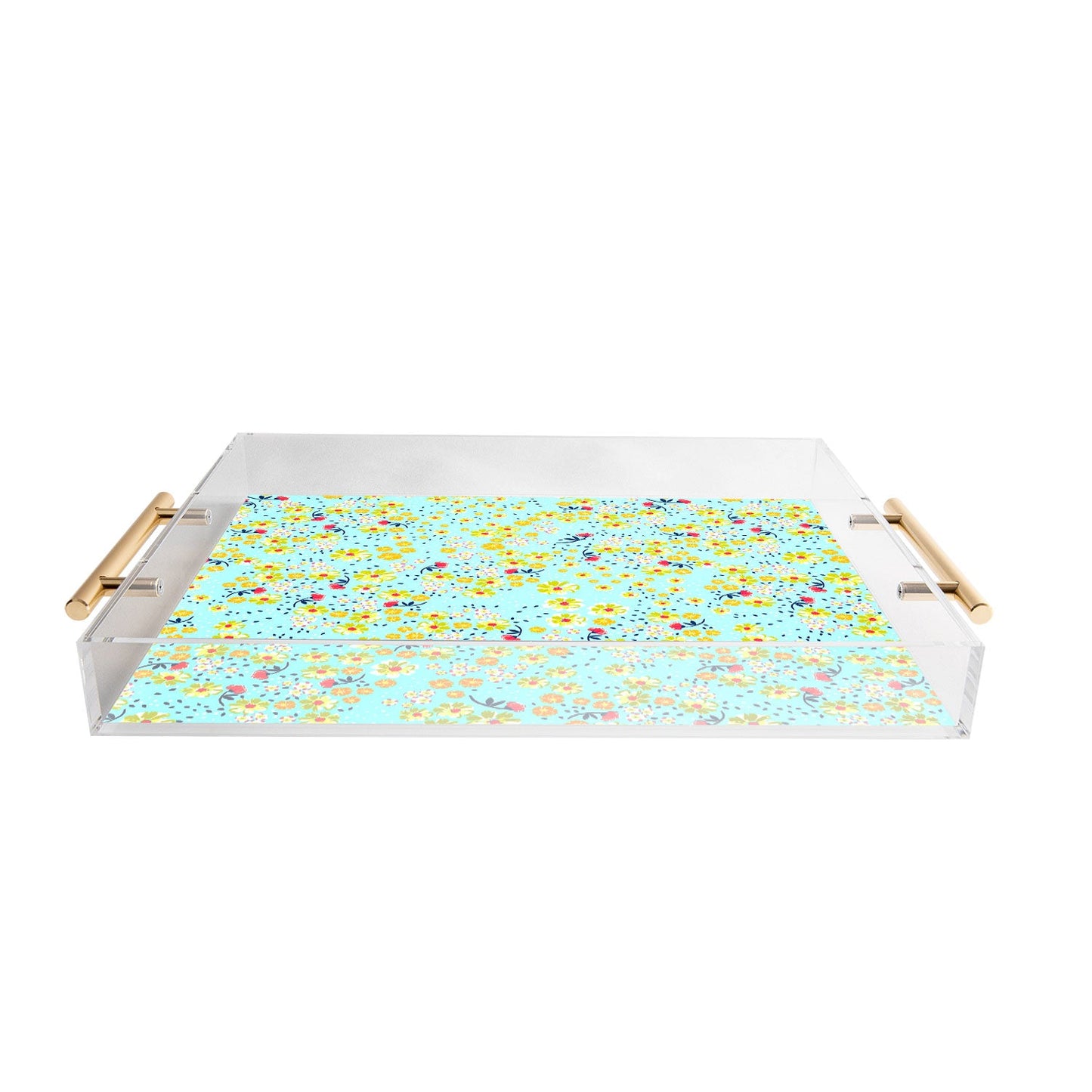Joy Laforme Wild Floral Ditsy In Pale Blue Acrylic Tray