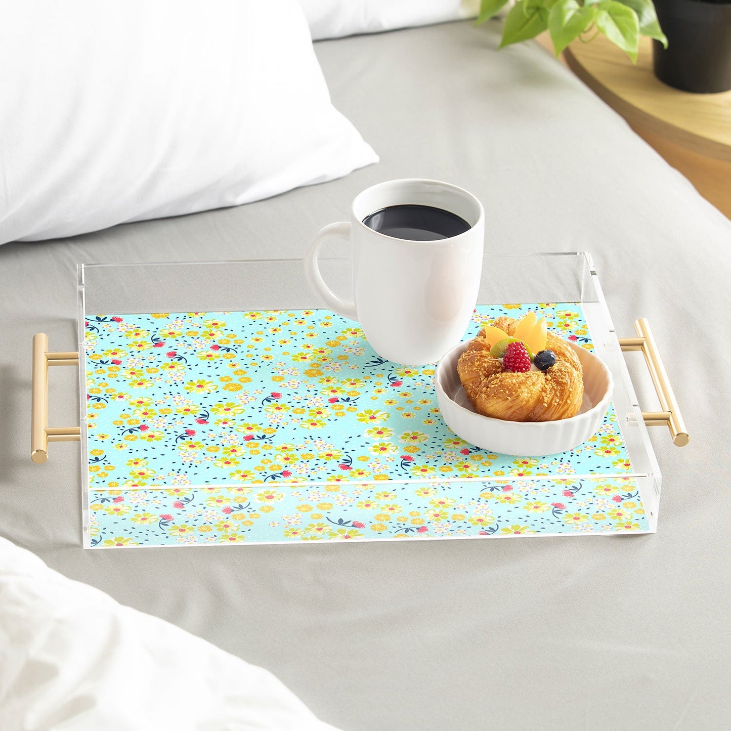 Joy Laforme Wild Floral Ditsy In Pale Blue Acrylic Tray