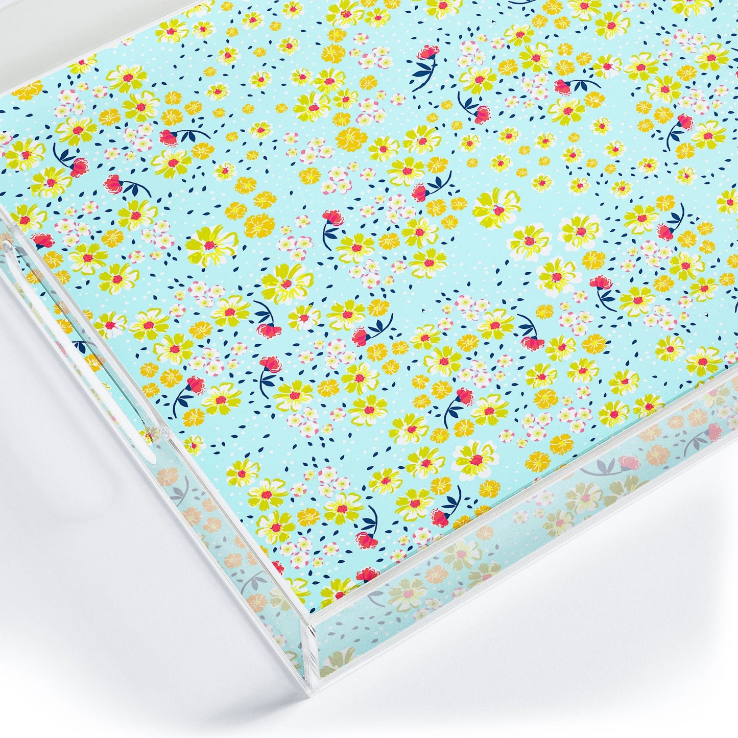 Joy Laforme Wild Floral Ditsy In Pale Blue Acrylic Tray