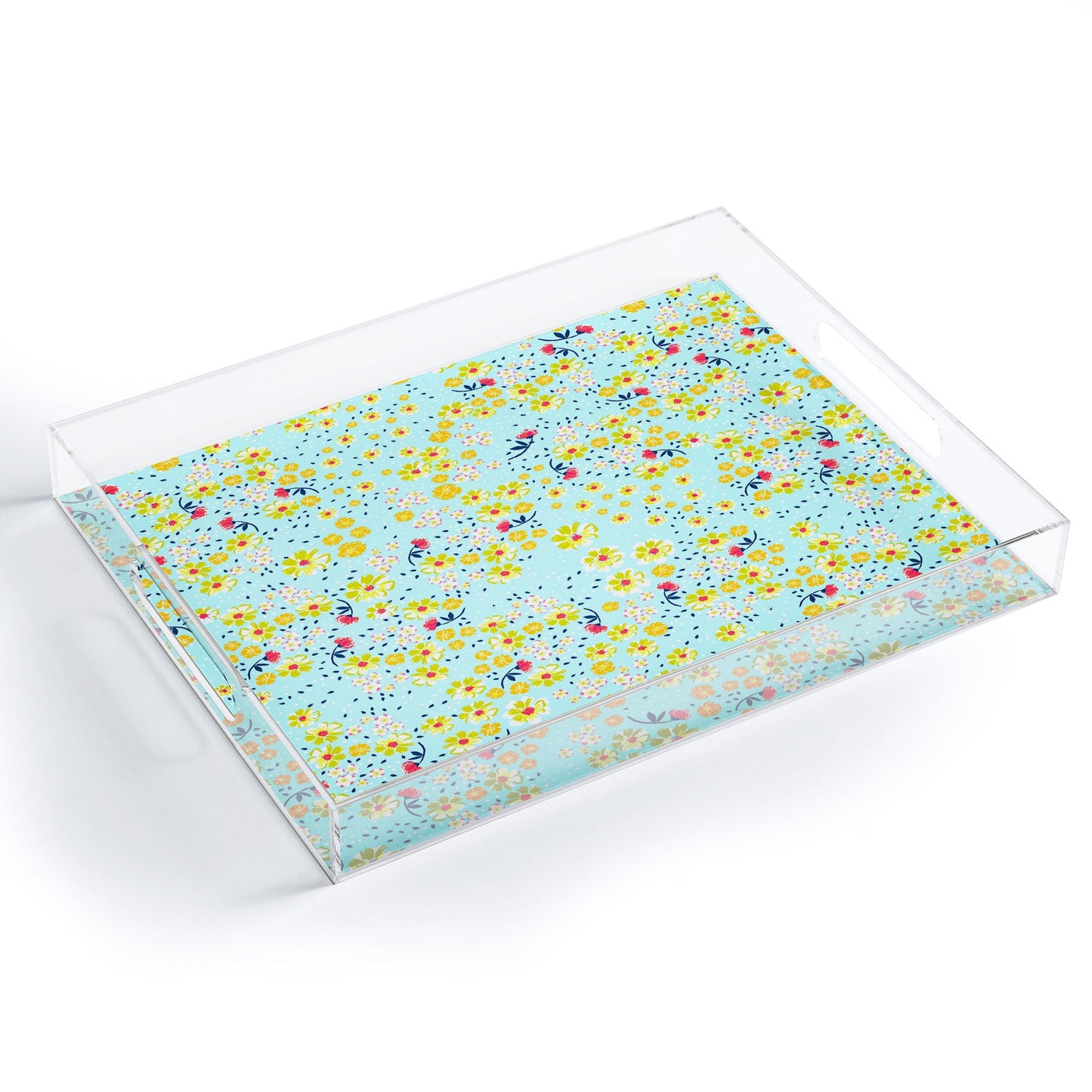 Joy Laforme Wild Floral Ditsy In Pale Blue Acrylic Tray