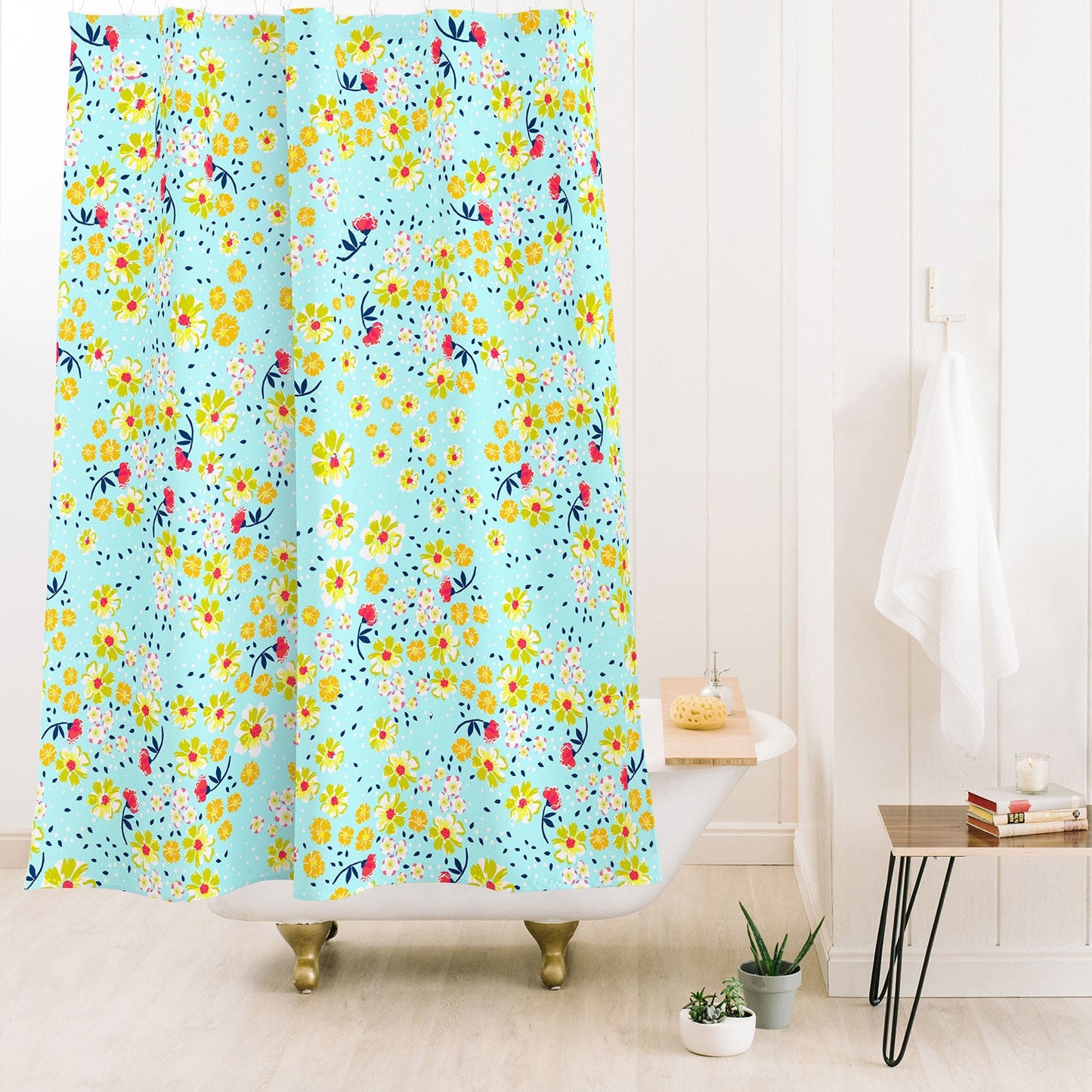 Joy Laforme Wild Floral Ditsy In Pale Blue Shower Curtain