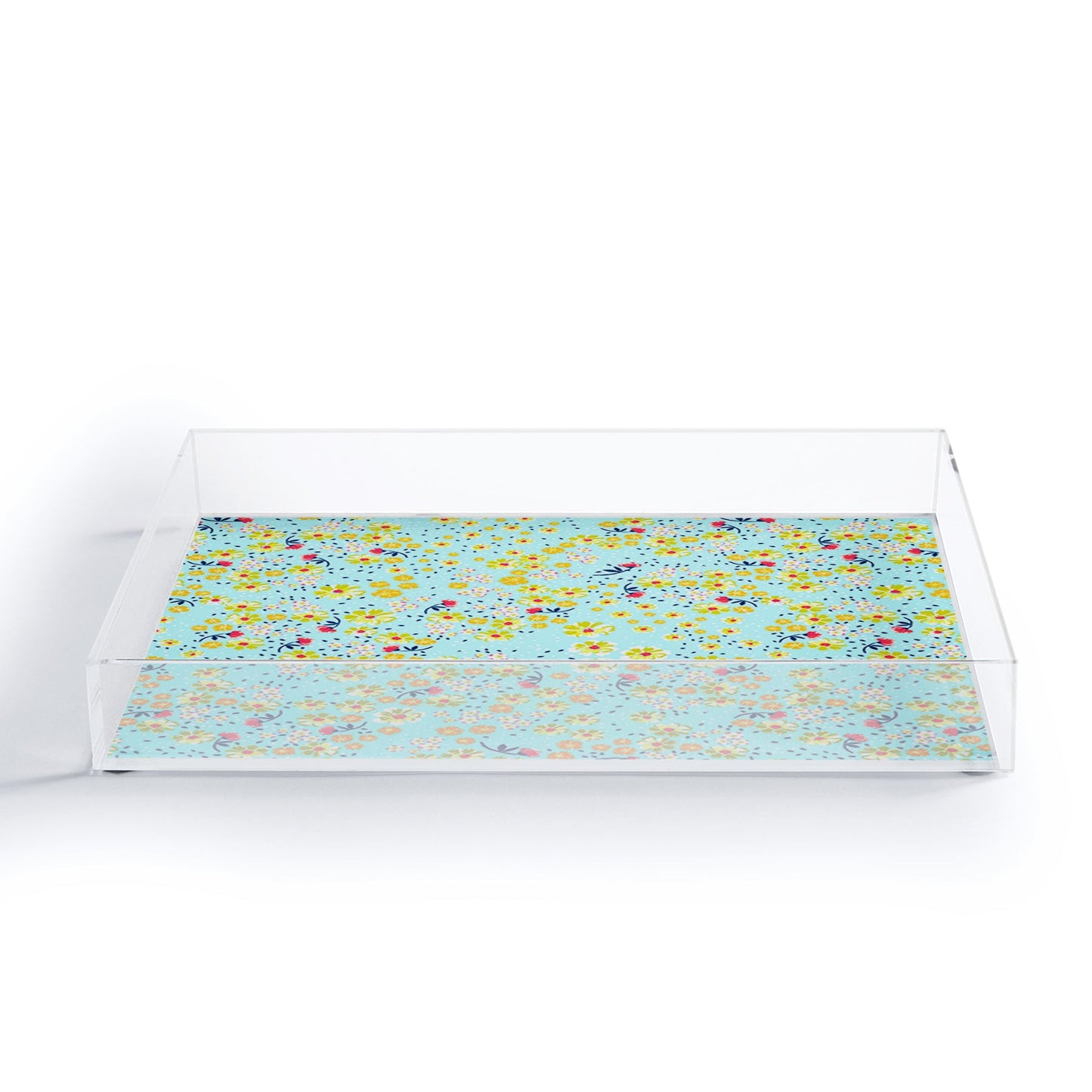 Joy Laforme Wild Floral Ditsy In Pale Blue Acrylic Tray