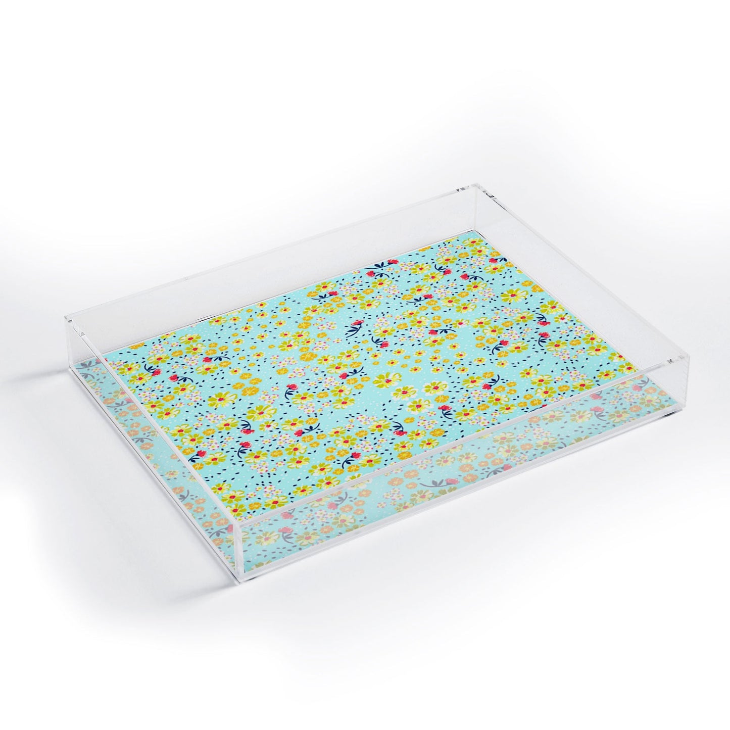 Joy Laforme Wild Floral Ditsy In Pale Blue Acrylic Tray