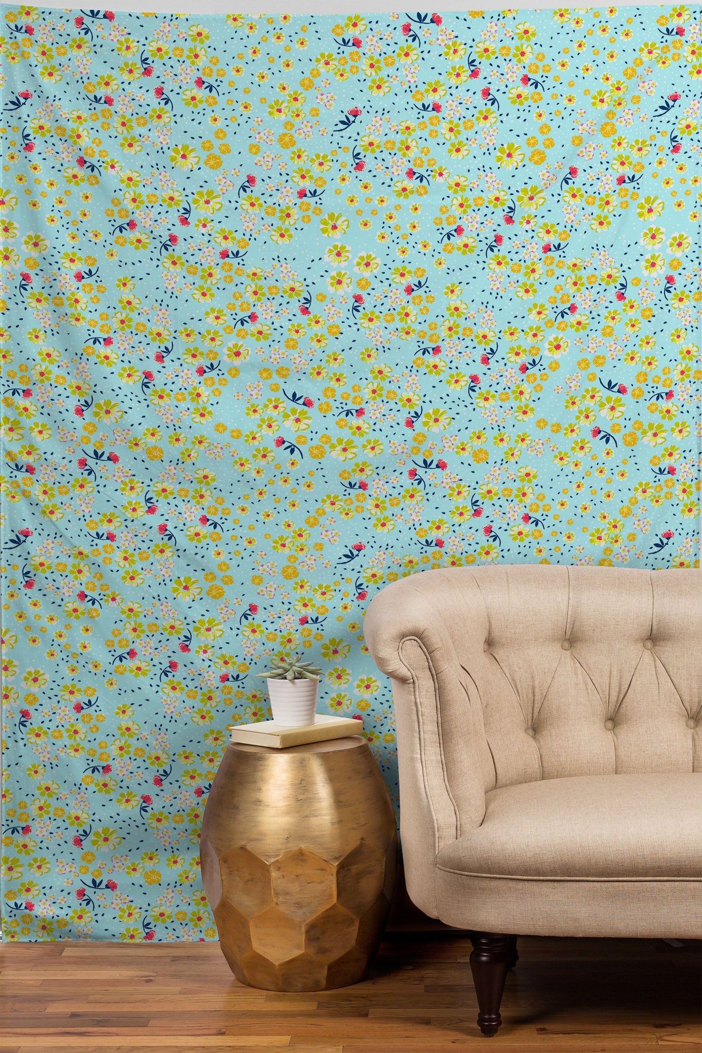 Joy Laforme Wild Floral Ditsy In Pale Blue Tapestry