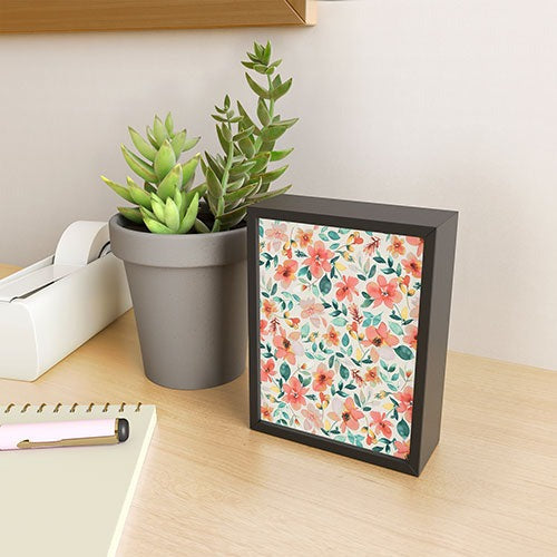 Ninola Design Botanic Retreat Tropical Whimsical Flowers Coral Green Framed Mini Art Print