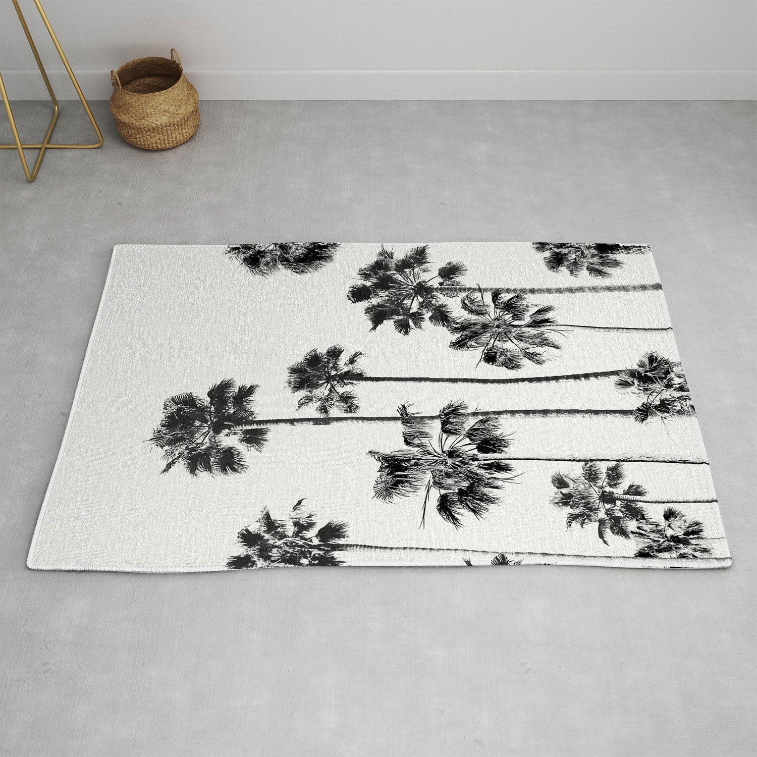 Gal Design Black And White Palms Area Rug