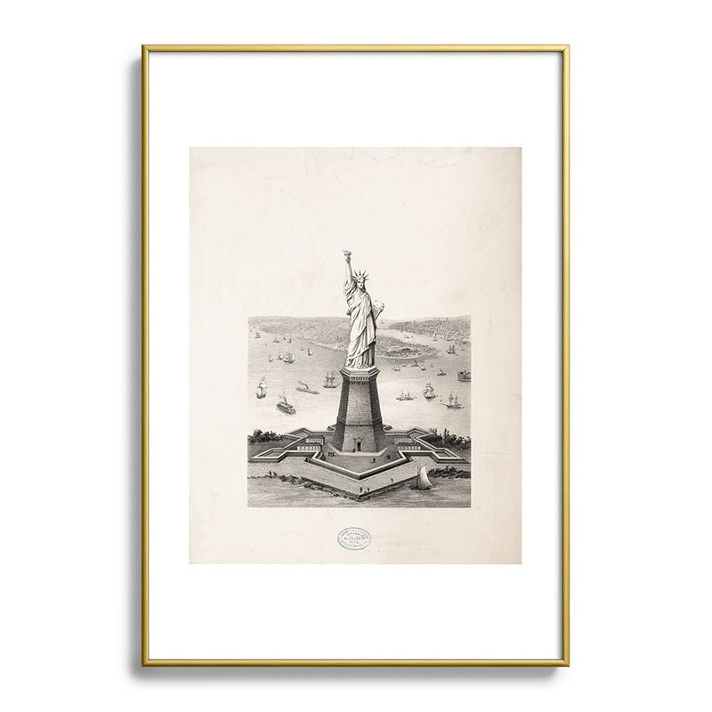 DENY Designs Vintage Lady Liberty Metal Framed Art Print