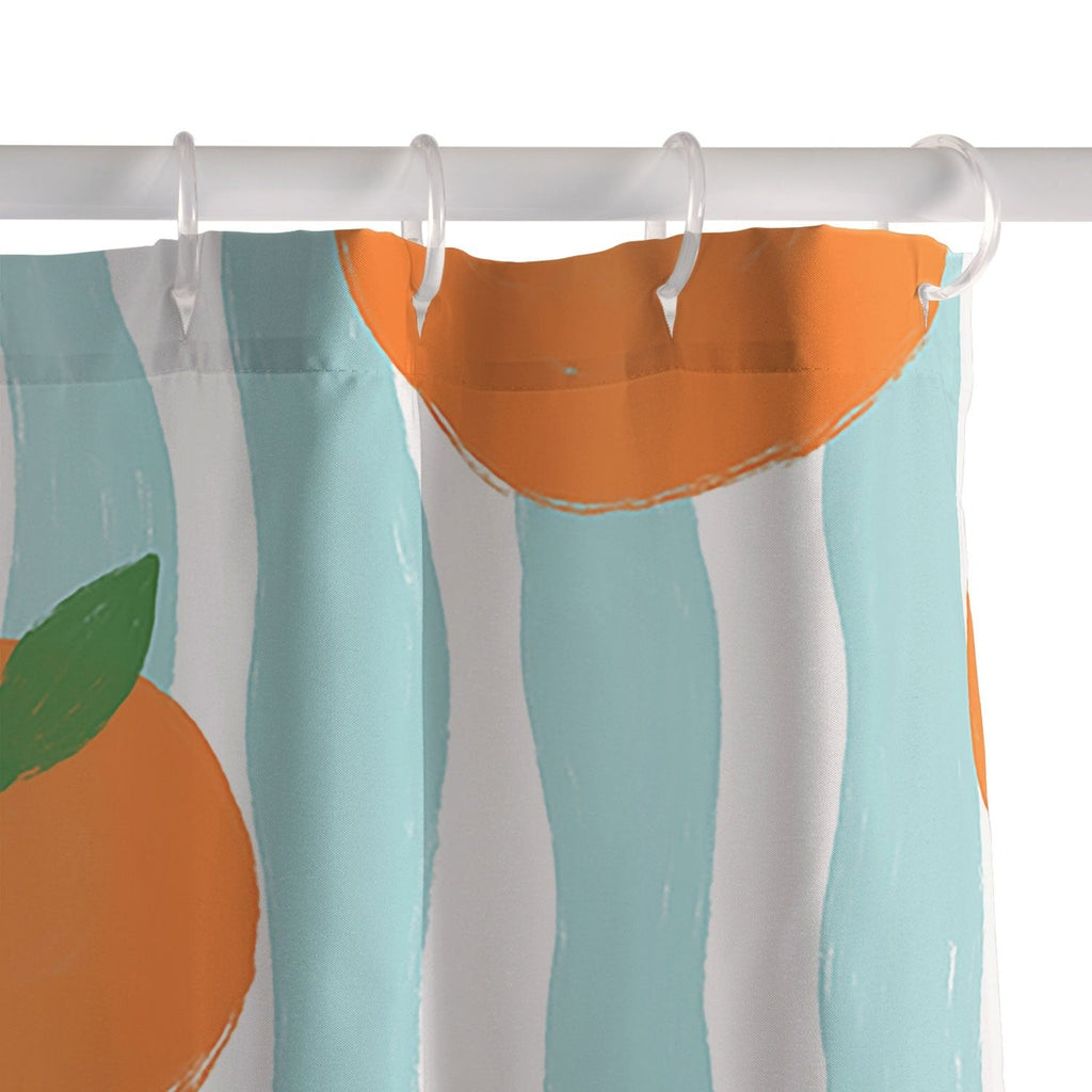 Design by Spark Zesty Oranges and Stripes Shower Curtain