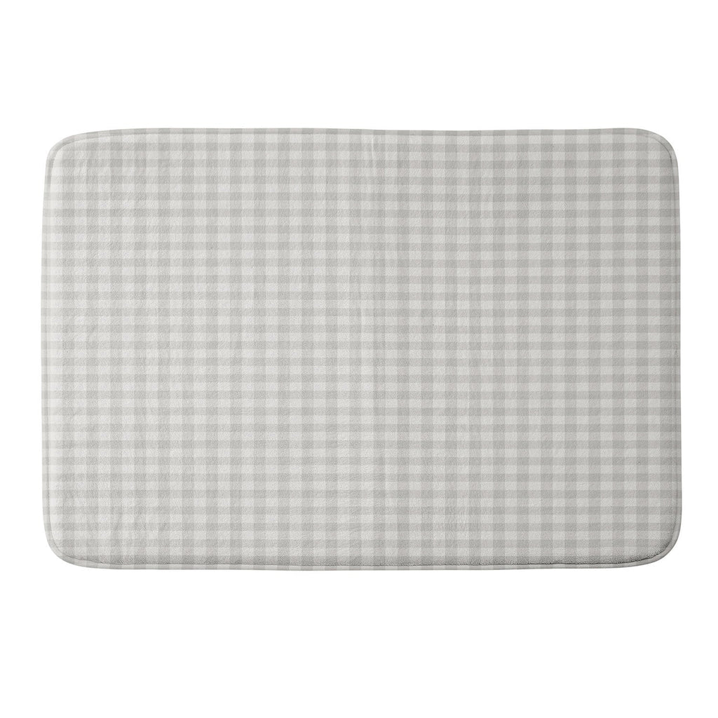 Colour Poems Gingham Plaid Pattern Cloud White Memory Foam Bath Mat