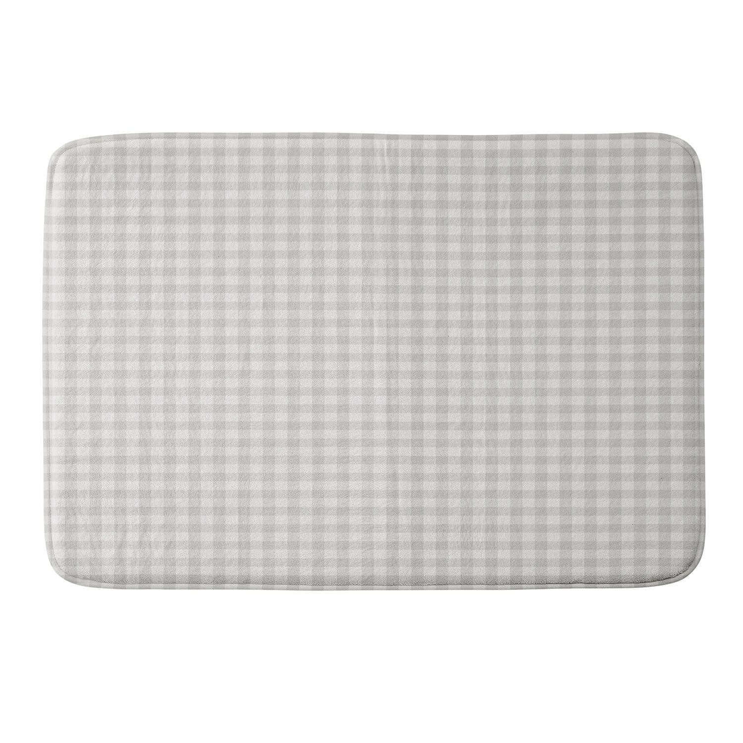 Colour Poems Gingham Plaid Pattern Cloud White Memory Foam Bath Mat