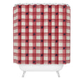 DENY Designs Red Gingham plus Stars Shower Curtain