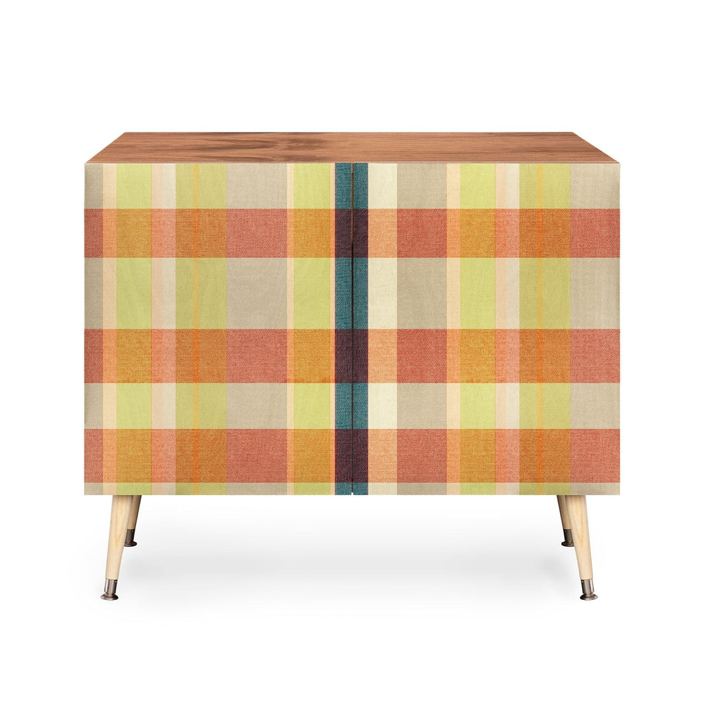 Marta Barragan Camarasa Retro Picnic Plaid Warm Tones Credenza