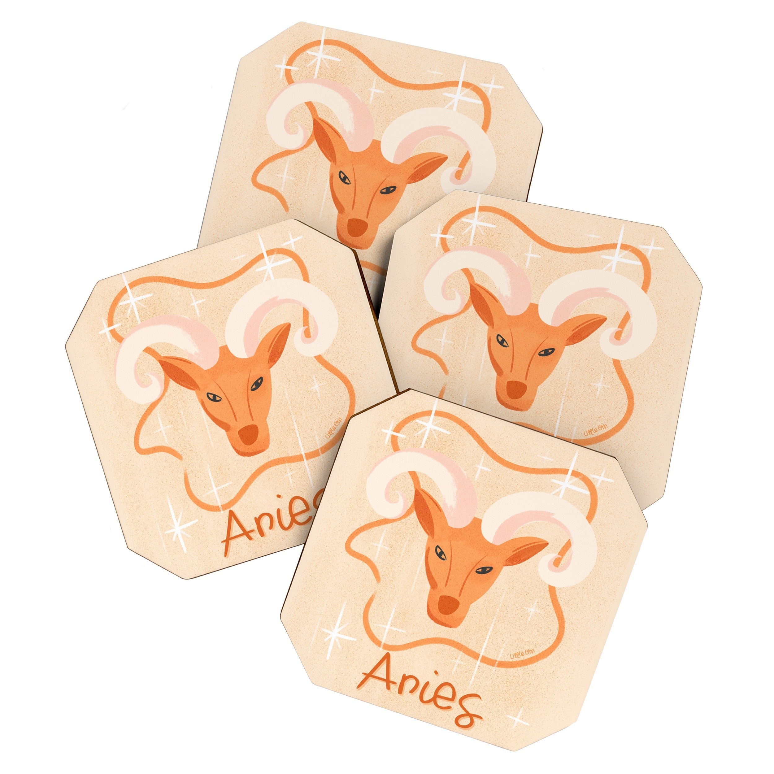 Little Om Zodiac Signs Aries Coaster Set