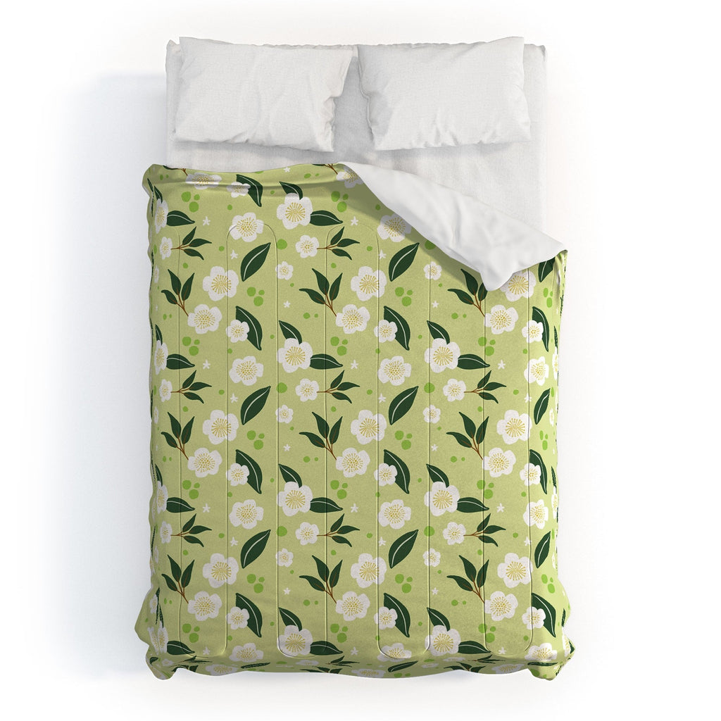 Design by Spark Matcha Tea Florals Comforter