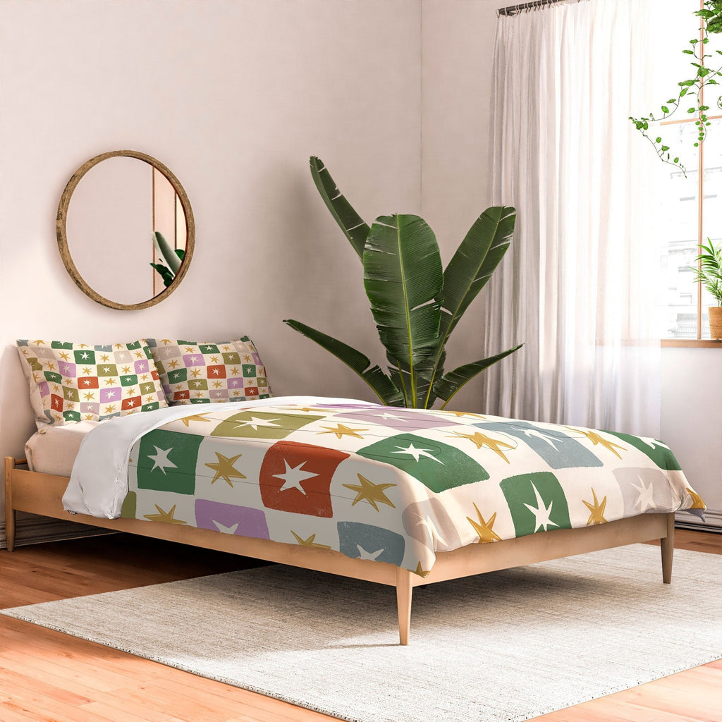 LouBruzzoni Retro Star Block Pattern Comforter