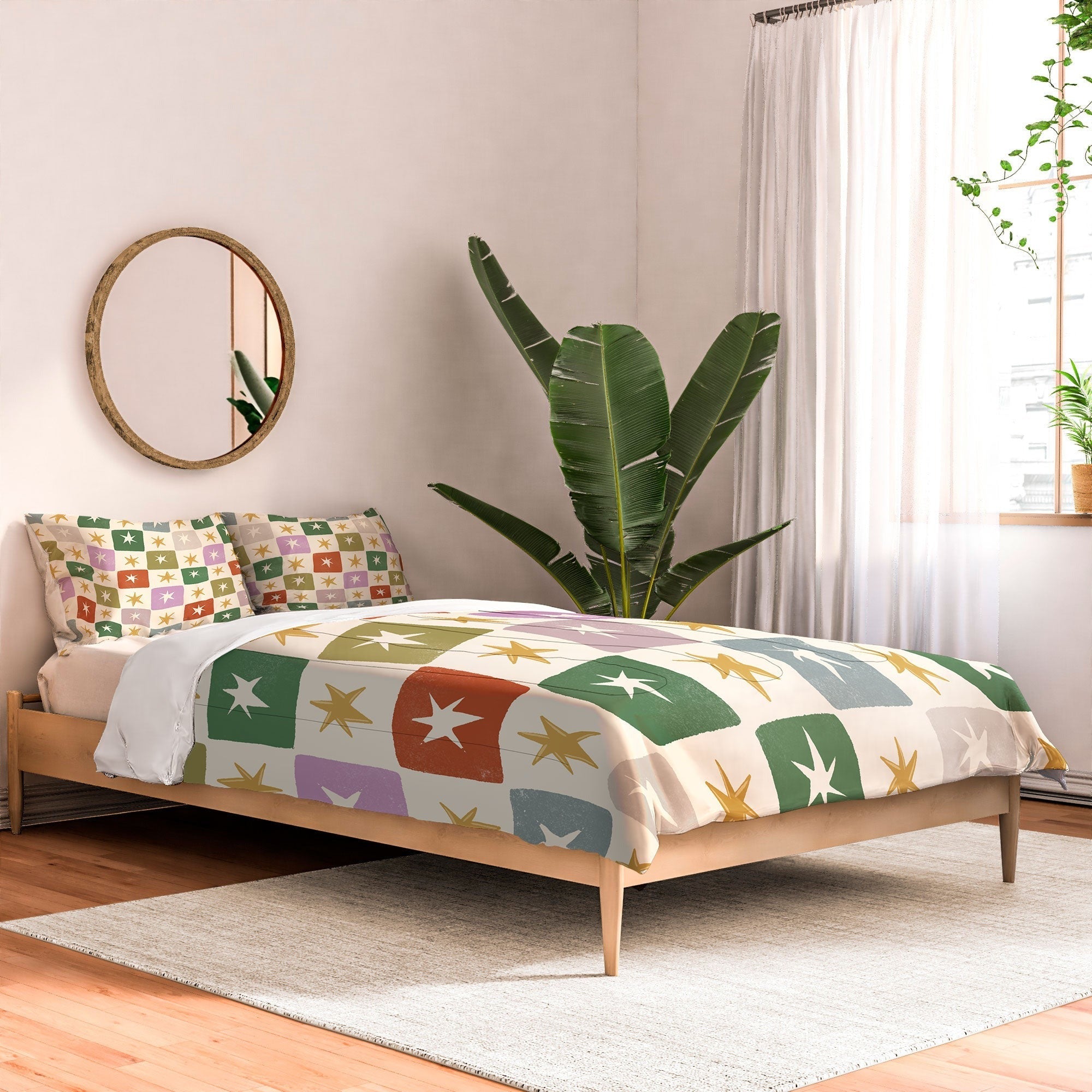 LouBruzzoni Retro Star Block Pattern Comforter