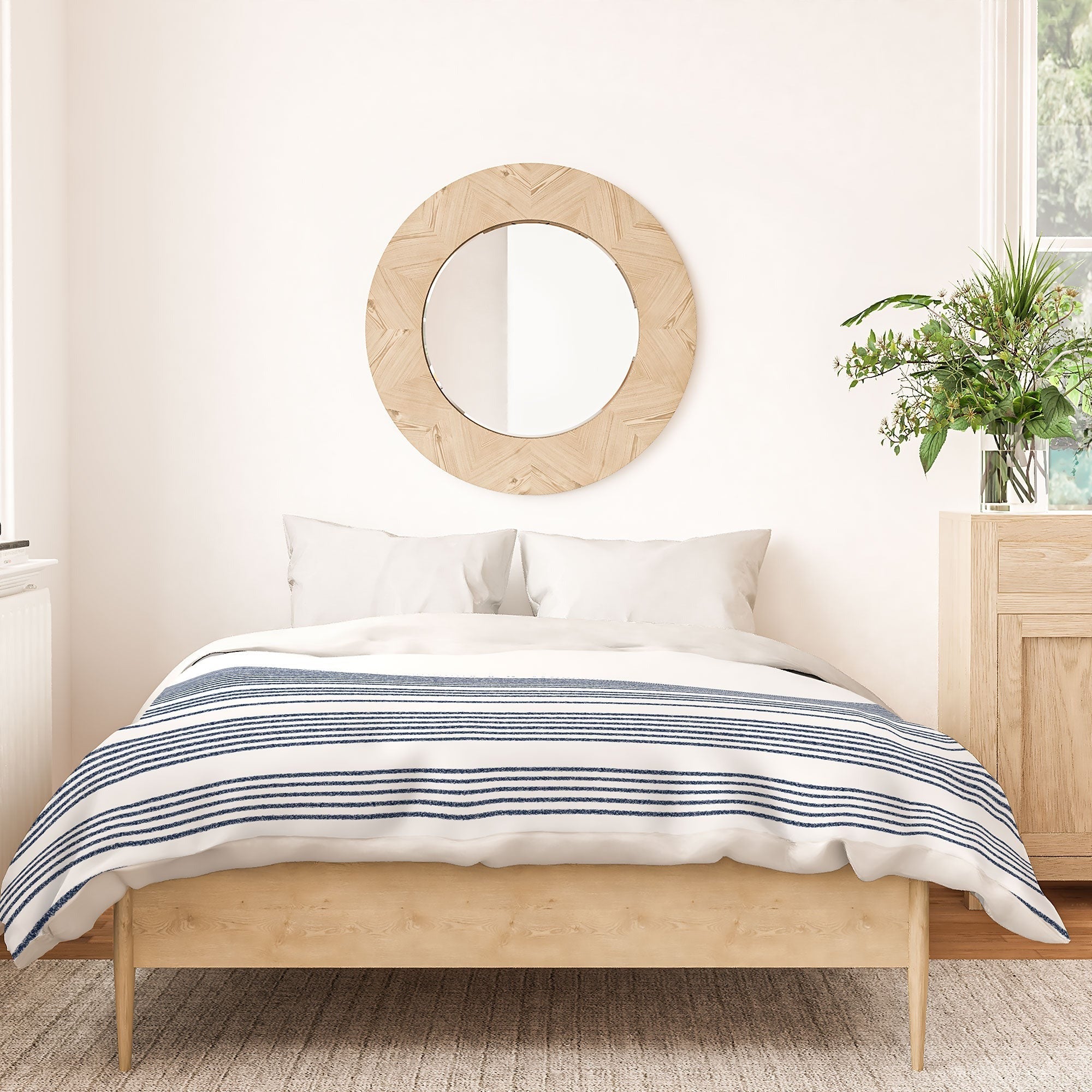 Kierkegaard Design Studio organic stripes naut navy blue and white Duvet Cover