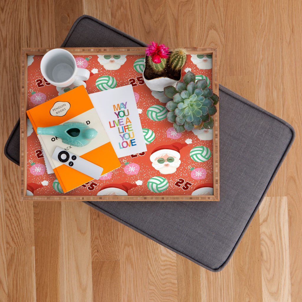 Design by Spark Sporty Volleyball Santa Rectangular Tray