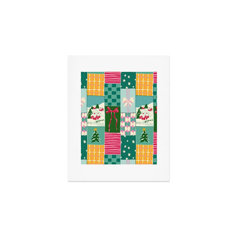 LouBruzzoni Cozy Christmas Patchwork Art Print