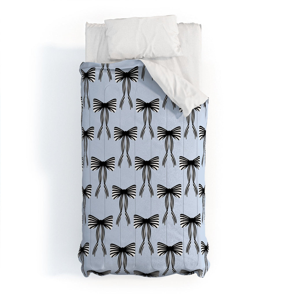 Design by Spark Black Striped Bows Comforter