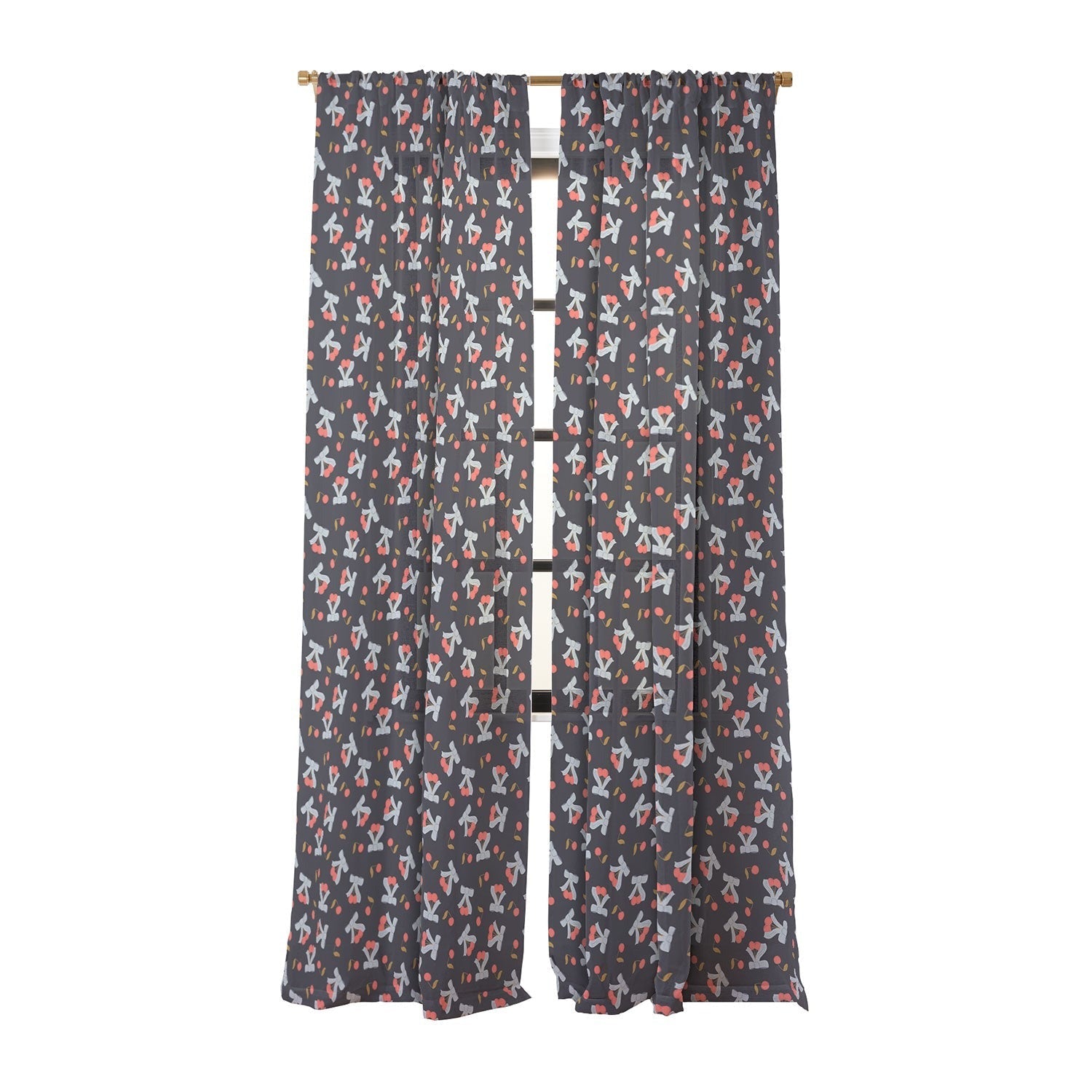 Jennifer Labre Cherries and Bows Sheer Window Curtain