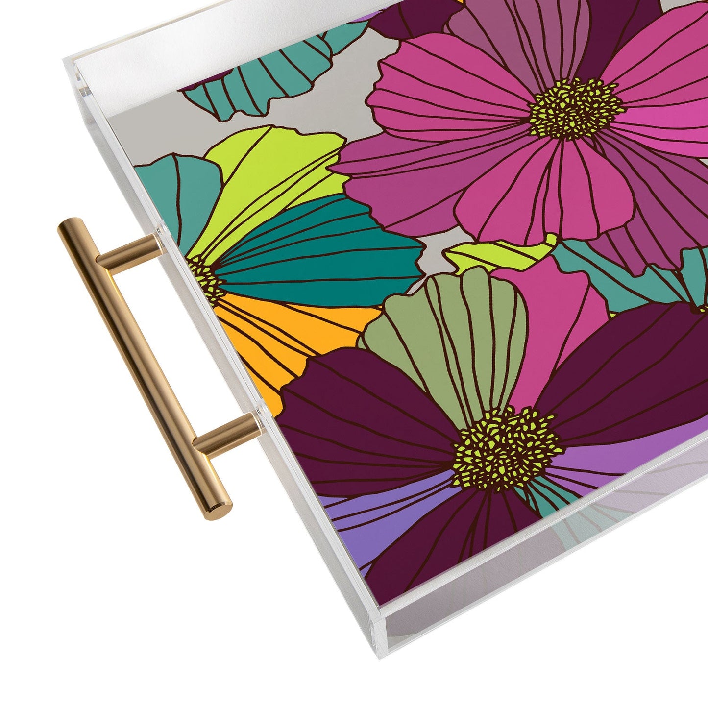 Juliana Curi Gray Flower Acrylic Tray